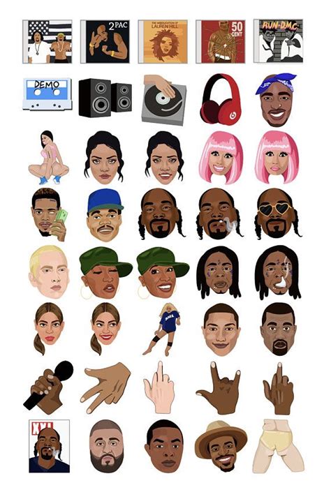 Hip Hop Digital Clipart Set Icons Feat Iconic Rappers Rap And Hiphop