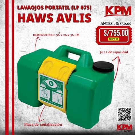 Lavaojos Portátil Lp 075 Haws Avlis Kpm Safety Sac