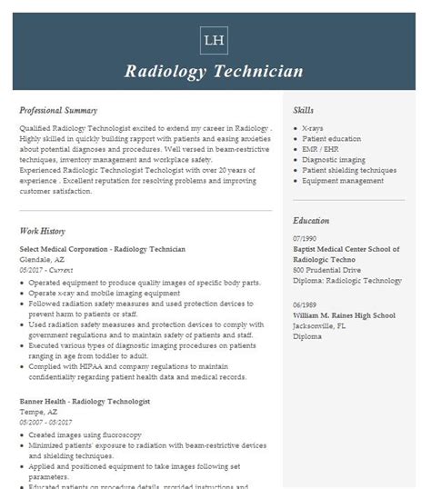 radiology technician objectives resume objective