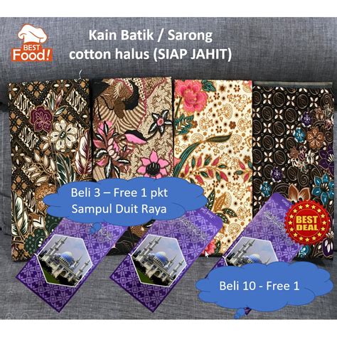Kain Batik Sarong Boleh Pilih Corak 114 Cm X 94 Cm Cotton Halus