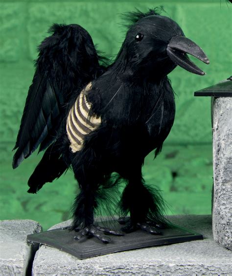 Halloween Black Feathered Crow Scary Black Bird Raven Decoration Sinister Prop EBay