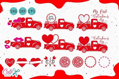 Valentines Day Truck Svg Monogram Frames