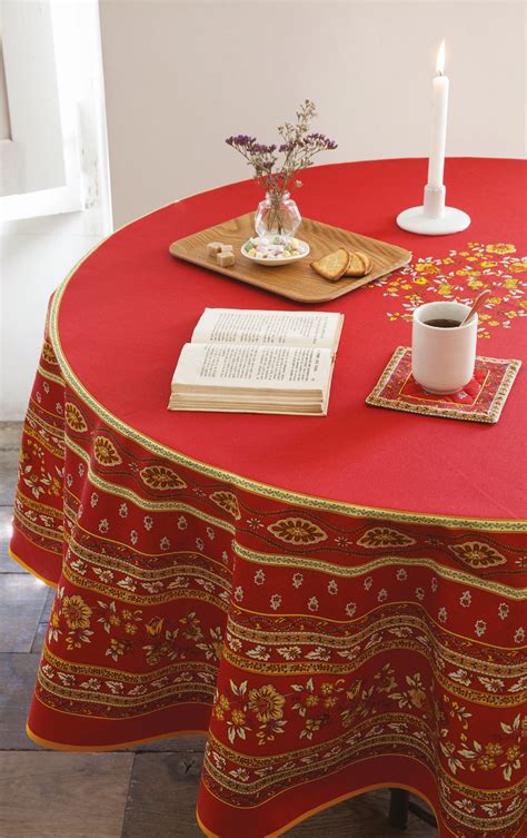 #french farmhouse #country french #garden decor #outdoor decor #french provencal #french shabby chic #entertaining #party decor. French Provence AVIGNON RED Acrylic Coated Tablecloth ...