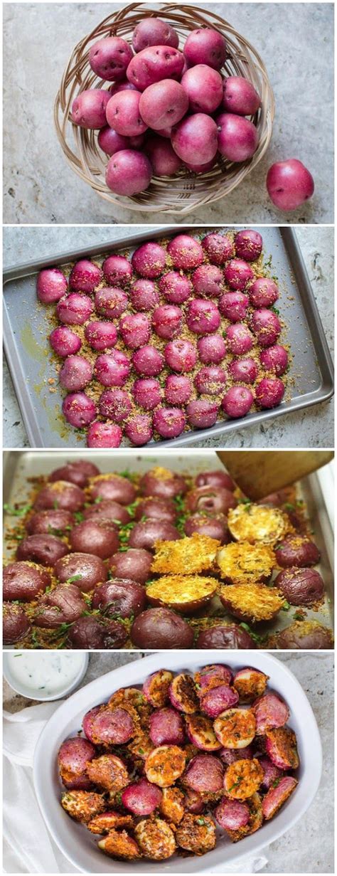 Slice potatoes into half inch thick slices. Garlic Parmesan Roasted Red Potatoes - red potatoes tossed ...