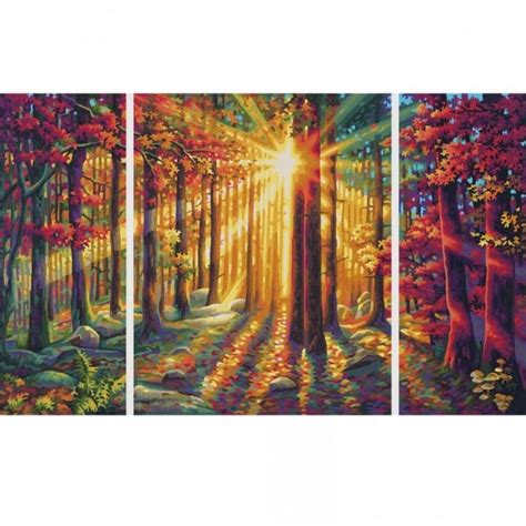 Triptych Paint By Numbers Autumn Forest Craft And Hobbies From Crafty