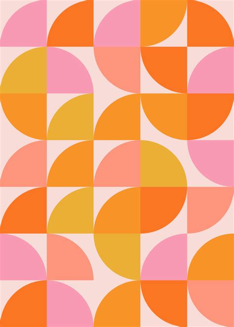 Mid Century Mod Geometry In Pink And Orange Art By Junejournal On
