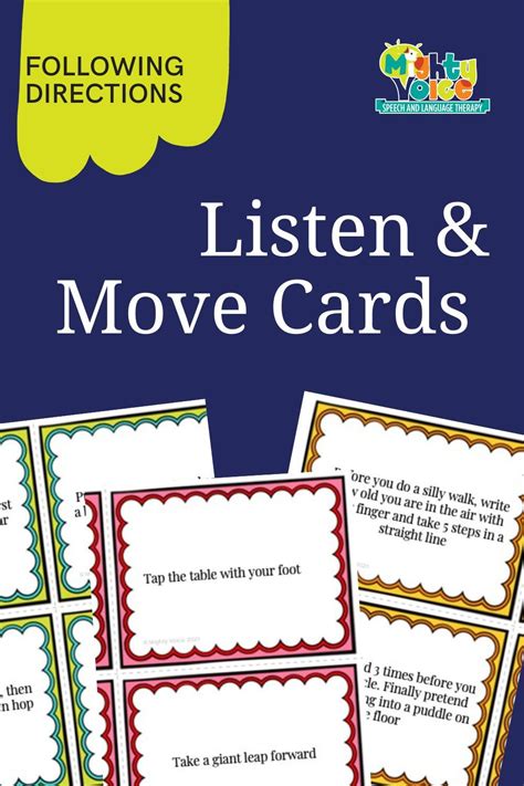 Listen And Move Cards Printable For Speech Language And Listening