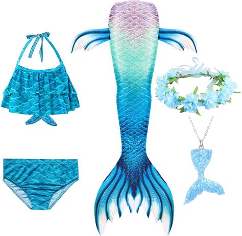Amazon 5pcs Girls Swimming Mermaid Tail Princess Costume Cosplay