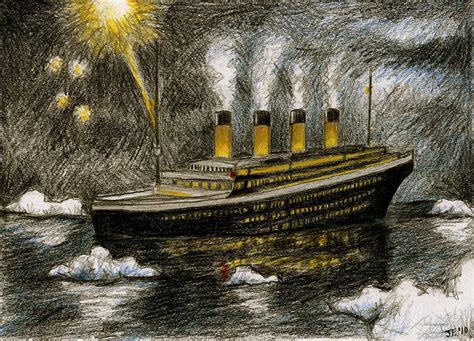 How to draw the titanicthanks for watching!! Titanic Sinks Drawing by James Falciano