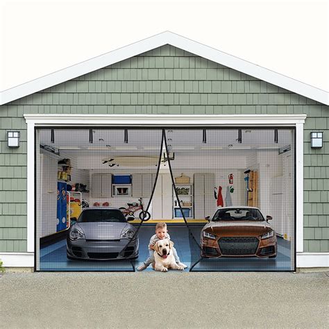 Innhom Magnetic Garage Door Screen For 2 Car 16 X 7 Ft And Reviews Wayfair