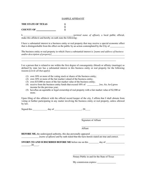 Affidavit Sample Form Master Of Template Document