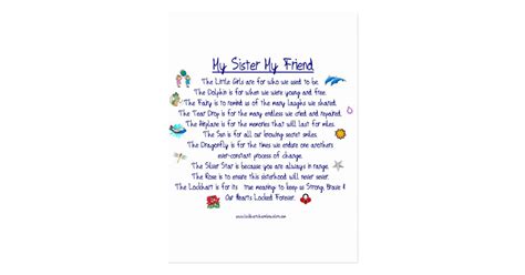 My Sister My Friend Poem With Graphics Postcard Zazzle