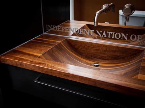Mixing wood with water seems like a recipe for disaster. Wood sink - Eclectic - Bathroom Sinks - toronto - by Evertsen Brothers