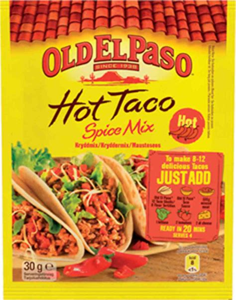 Old El Paso Taco Spice Mix Hot Med Næringsinnhold Oppskrifter Og