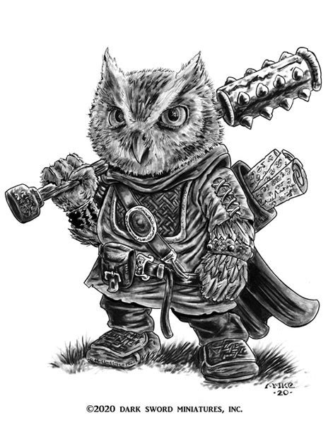 Owl Cleric With Mace Dark Sword Miniatures