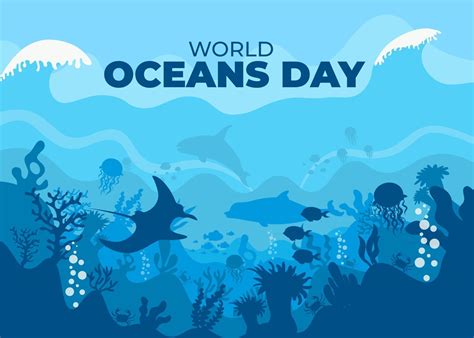 Save The Ocean World Oceans Day Design With Underwater Ocean 2914696