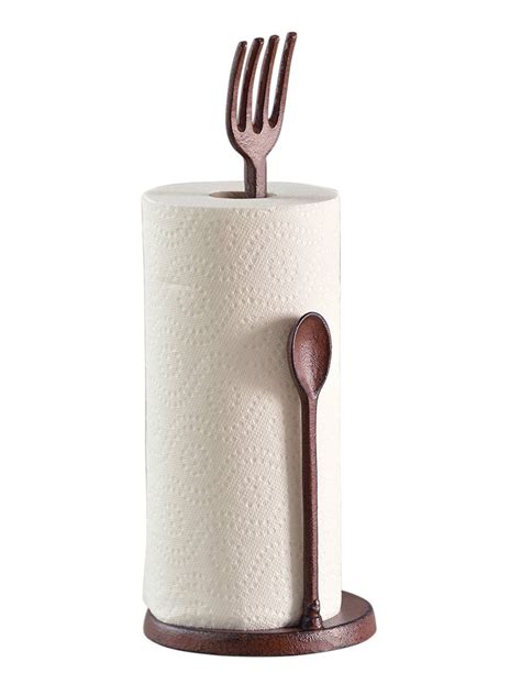 It easily mounts on the wall to save you space and provide easy access. Buy Fork and Spoon Cast Iron Decorative Paper Towel Holder | Decorative Vertical Upright Paper ...