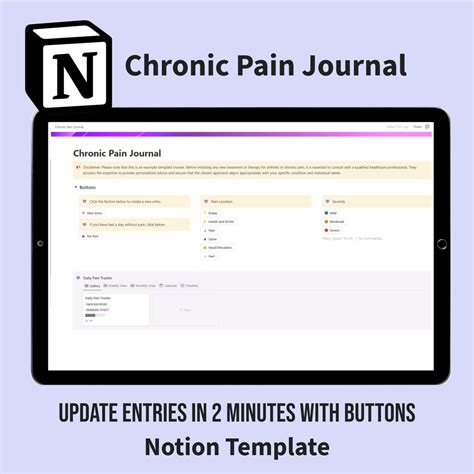 Notion Template Chronic Pain Journal Track Your Pain Pain Etsy