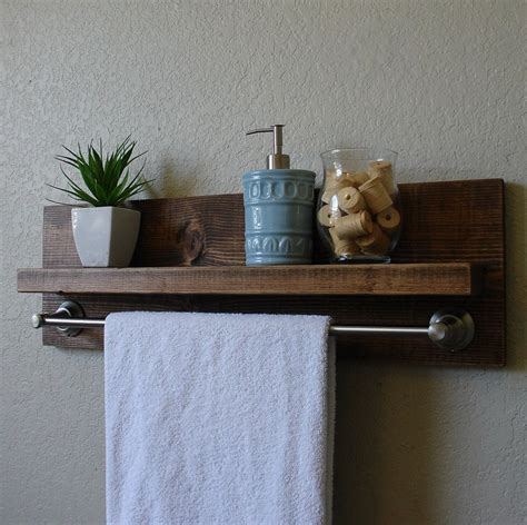 Modern Rustic 2 Tier Bathroom Shelf With 18 Matte Black Finish Towel