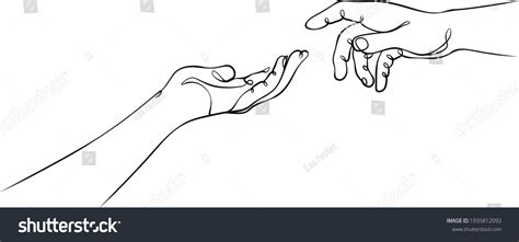 Two Hands Reaching For Each Other Sketch