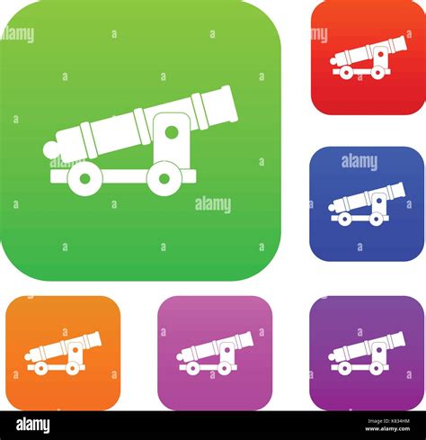 cannon set color collection stock vector image and art alamy