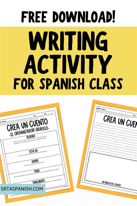 Free Writing Activity For Secondary Spanish Class Srta Spanish Writing Activities Spanish