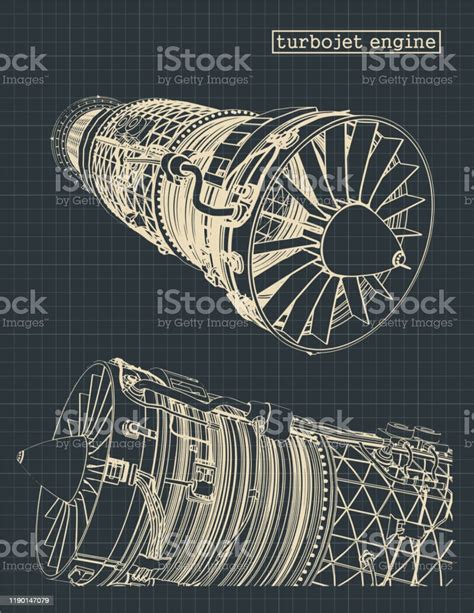 Turbojet Engine Stock Illustration Download Image Now Blueprint