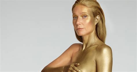 Gwyneth Paltrow Poses Nude Paints Body Gold For 50th Birthday Photo Shoot