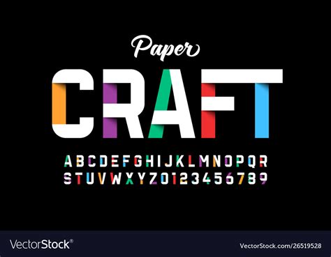 Paper Craft Style Font Design Royalty Free Vector Image