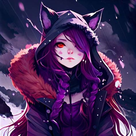 Girl With Purple Braided Hair Long Purple Fox Ears Openart