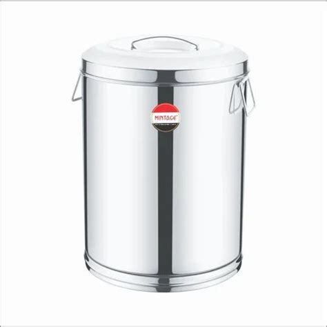 silver stainless steel storage box drum plain capacity 5 ltr to 62 ltr size dimension