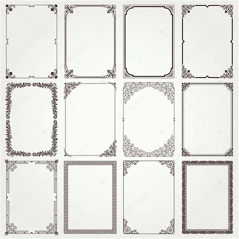 Decorative Frames And Borders A4 Proportions Set 4 Stock Vector By