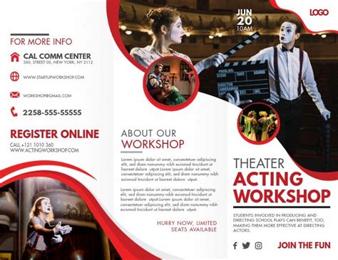 Acting And Theatre Workshop Brochure In 2020 Free Brochure Template
