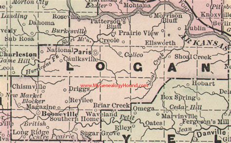 Logan County Arkansas 1889 Map