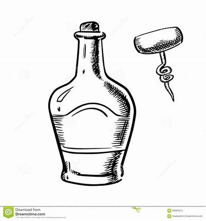 Sketch Corkscrew Whiskey Bottle Cork Broad Shoulders