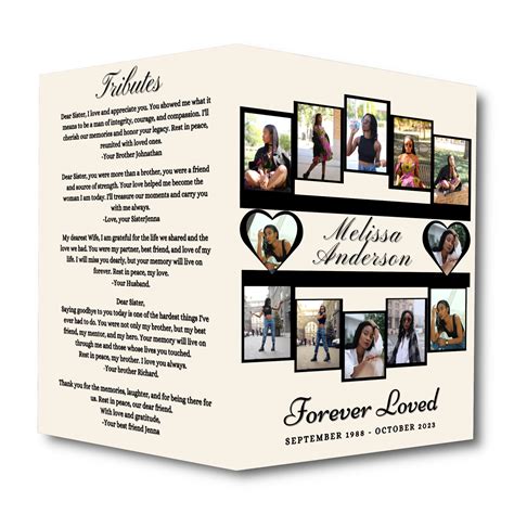 Editable Funeral Program Template 4 Pages Heartwarming Photo Collage