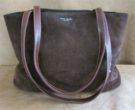 Kate Spade Classic Handbag Brown Suede Leather Strap Womens Purse