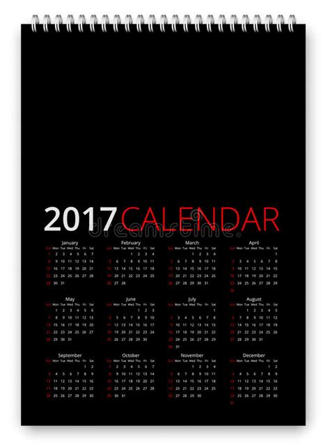 Kalender 2017 Vector Vector Illustratie Illustratie Bestaande Uit