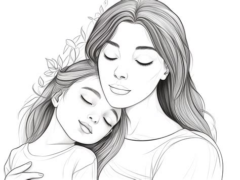 Mom And Daughter Bonding Through Colors Coloring Page