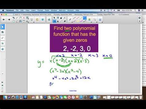Math Write Polynomial Functions Given Roots Or Graphs YouTube