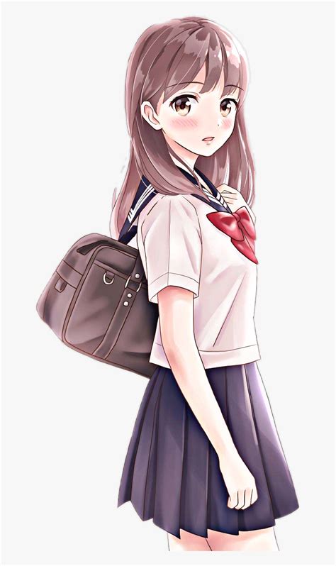 Anime Girl School Schoolgirl Student Beautiful Anime Girl Going