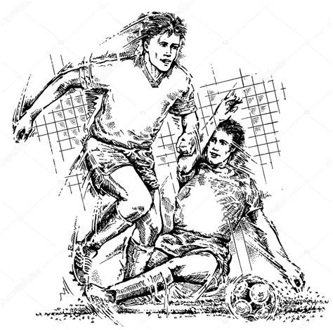 Nos especializamos en crear ropa innovadora y de alta calidad con detalle y. Tekening van voetballers — Stockvector © Nevada31 #9376104