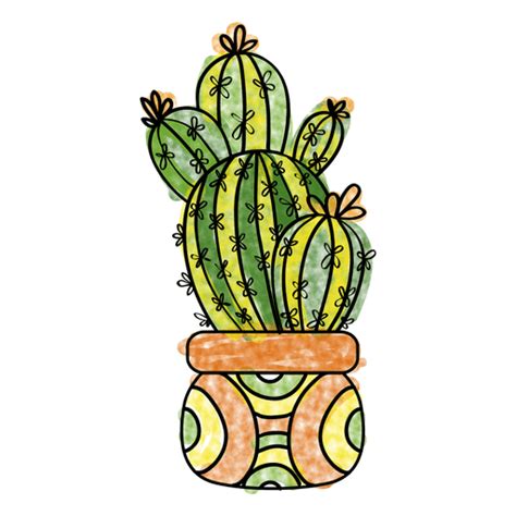 Hand Drawn Watercolor Cactus Plant Pot Transparent Png And Svg Vector File