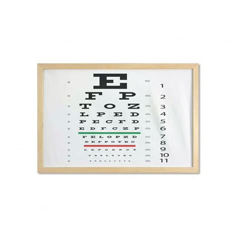 Eye Chart Wall Art With Frame Illustration Of Snellen With Letters And