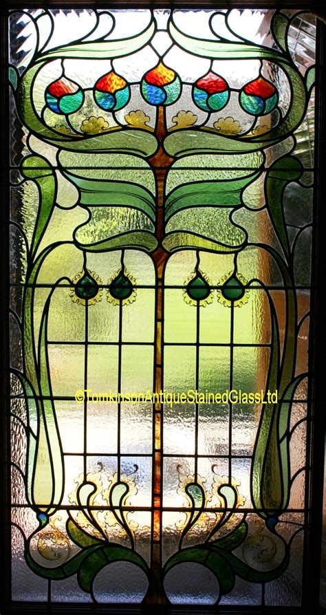Ref Ed331 2 Edwardian Stained Glass Windows Art Nouveau