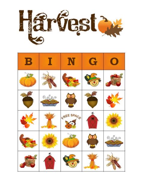 Free Printable Harvest Bingo Cards Printable Templates