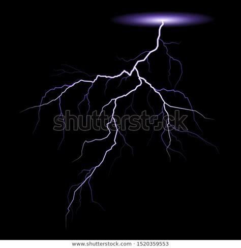 Realistic Lightning Strike Thunderstorm Isolated Electrical Stock