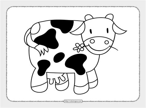 Simple Cow Coloring Pages For Kids