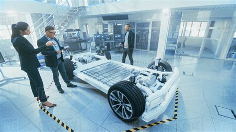 Automotive Design Engineer Shows The Electric Car Chassis Prototype To