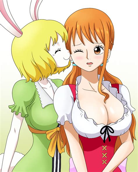 Rule 34 2girls Biting Lip Breasts Bunny Girl Carrot One Piece